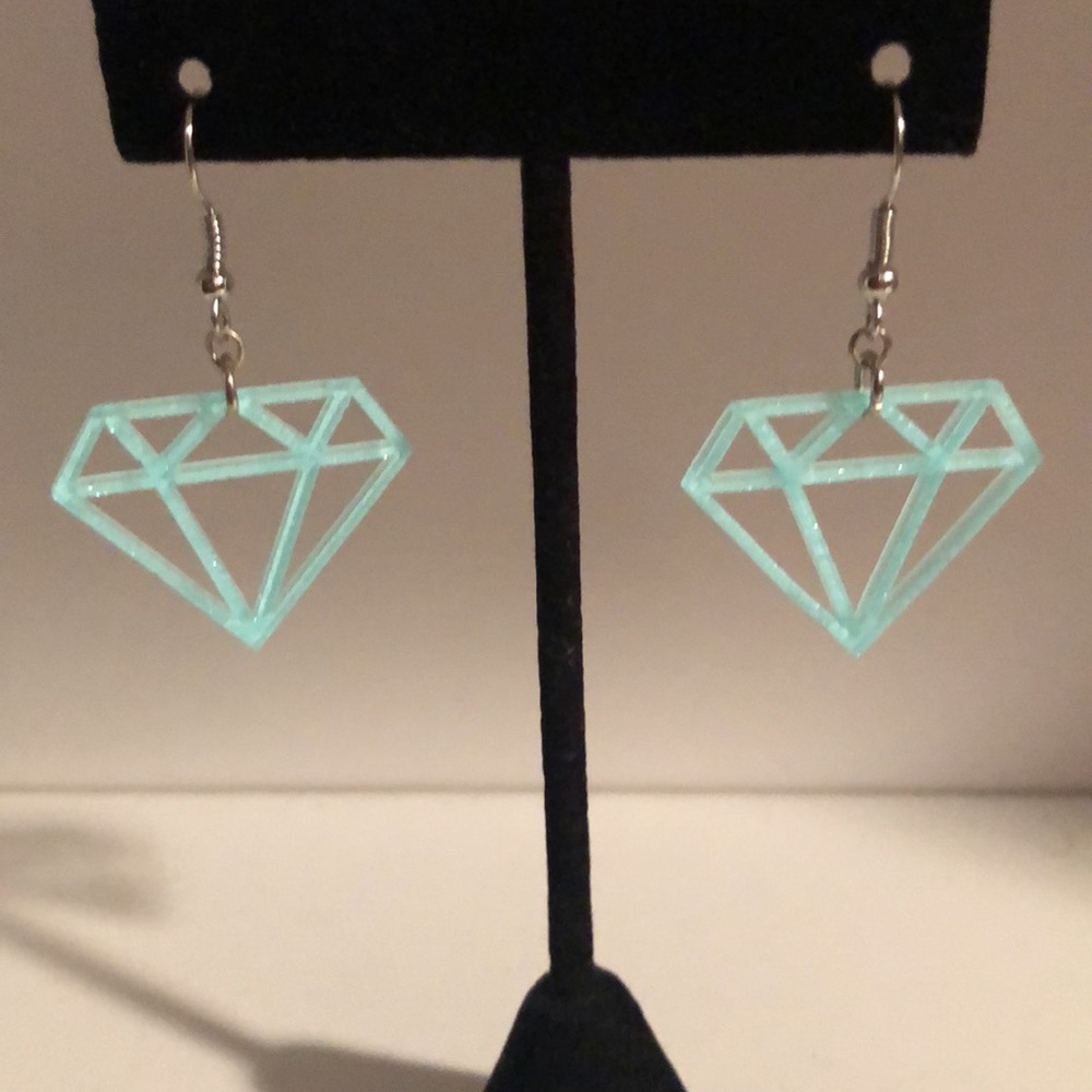 Blue Sparkly Diamond Dangle Earrings